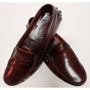 Tod's Gommino Brown Calf Leather Sheen Italy Slip On US 6 Driving Shoe Rubber